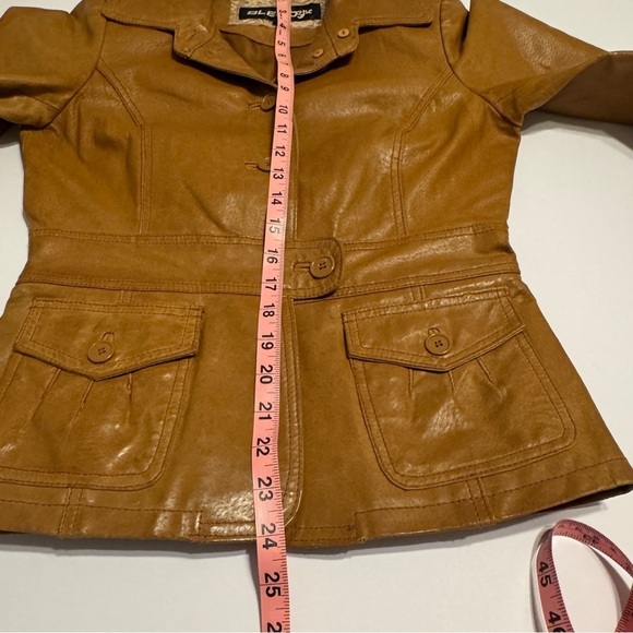 Blendshe women’s 100% leather camel brown blazer jacket sz 36/small Vintage 90’s - Picture 8 of 12